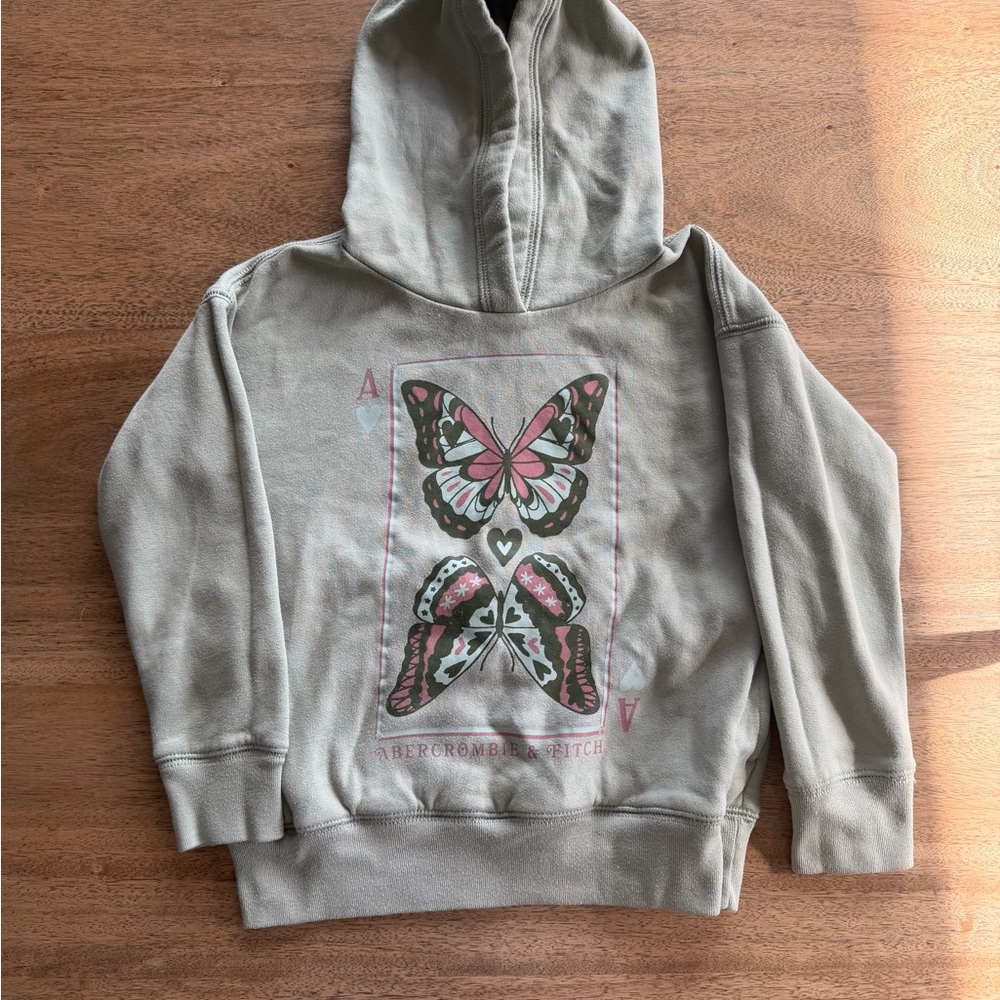 Abercrombie & Kids Girls Butterfly And Ace Of Hearts Hoodie Size 5/6